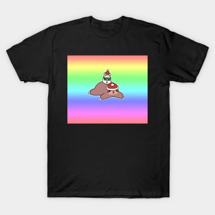 Snowman and Sloth - Pastel Gradient Rainbow T-Shirt